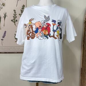 Vintage 90s Warner Bros Looney Tunes Taz Bugs Tweety Single Stitch T-Shirt L